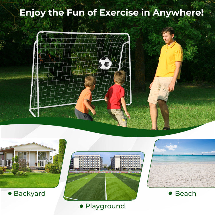 Hassle-free Assembly: Train anywhere, anytime! Weighing in at just 10 lbs, our soccer goal is easily portable, making it perfect for on-the-go training. Whether it's a playground, beach, or backyard session, you can effortlessly transport and set up the goal wherever your soccer journey takes you.