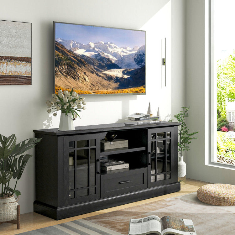 Versatile Farmhouse Style: With an exquisite glass door, this modern TV stand effortlessly blends with various decors. Use it not only as a TV stand in your living room but also as a stylish storage or display cabinet in your entrance hall or study. A charming addition wherever you place it.