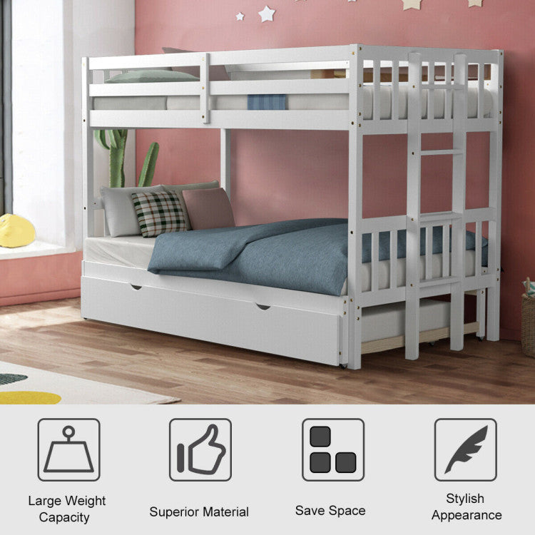 Multi-Purpose Usage: Ideal for families with multiple children or accommodating guests, this bunk bed with a trundle is a versatile addition. It fits perfectly in dorms, apartments, and children's rooms. Adjust the trundle to meet your changing sleeping space needs.