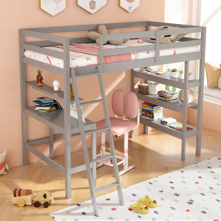 Space-Saving Twin Size Design: Ideal for kids and teens, our twin-size loft bed is a space-saving marvel. Designed to maximize room potential, it provides a comfortable sleeping and studying area without taking up excess floor space. Transform your room into a functional and stylish haven for your child.