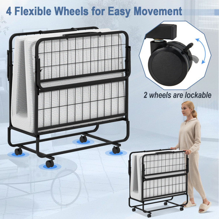 Versatile Mobility: Perfect for guest rooms or offices, our portable sleeper bed comes with four smooth-rolling wheels, including two brakes for easy maneuverability and an emergency lock.