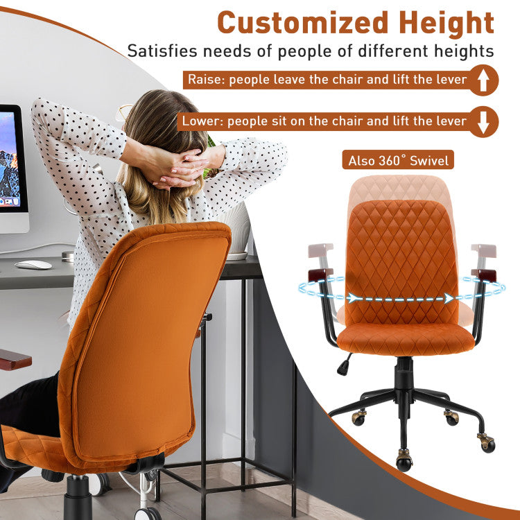 Smooth Rotation and Mobility: The chair's 5-claw base is equipped with copper casters that are not only stylish but also sturdy, supporting up to 330 lbs. The 360° swivel seat allows easy movement, making it ideal for office tasks, gaming, reading, or makeup.