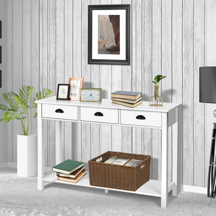 Simple but Modern Style: Ideal for smaller rooms, our sofa table's compact design maximizes functionality without compromising style. Perfect for bedrooms, living rooms, or offices, it serves as a writing desk or a decorative element, enhancing your space with its chic presence.