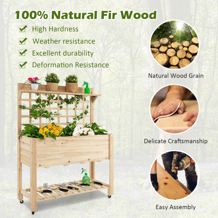 Durable Natural Fir Wood: Crafted from 100% solid fir wood, our raised garden bed boasts exceptional hardness and weather resistance for long-lasting durability, ensuring your plants thrive.
