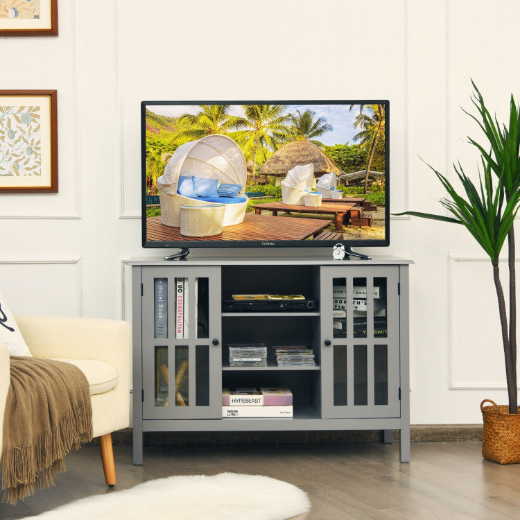 Durable TV Stand: Crafted with robust MDF and Pine wood legs for long-lasting stability. Ideal for TVs up to 45 inches, with a weight capacity of up to 80lb.