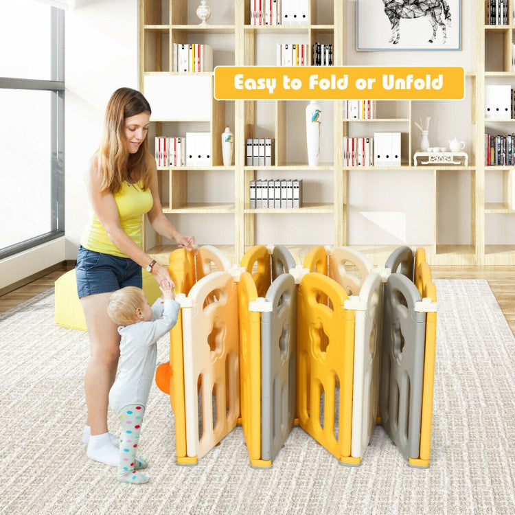 Foldable Design for Easy Movement: In order to improve the installation efficiency, we designed the fence to be foldable. Without cumbersome assembly steps, our playpen can be moved to any desired place, such as a bedroom, living room, or balcony. The compact volume does not take up extra storage space, which is convenient for you to place it in any ideal corner.