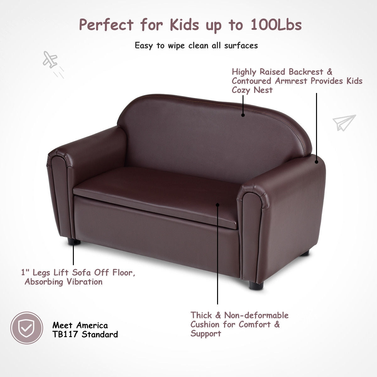 Child-Sized Sofa: Make the perfect furniture choice for your child! Let your kids enjoy their very own furniture designed just for them. Enhance any room with a comfortable seating option that creates a special space for reading, watching TV, or simply relaxing.