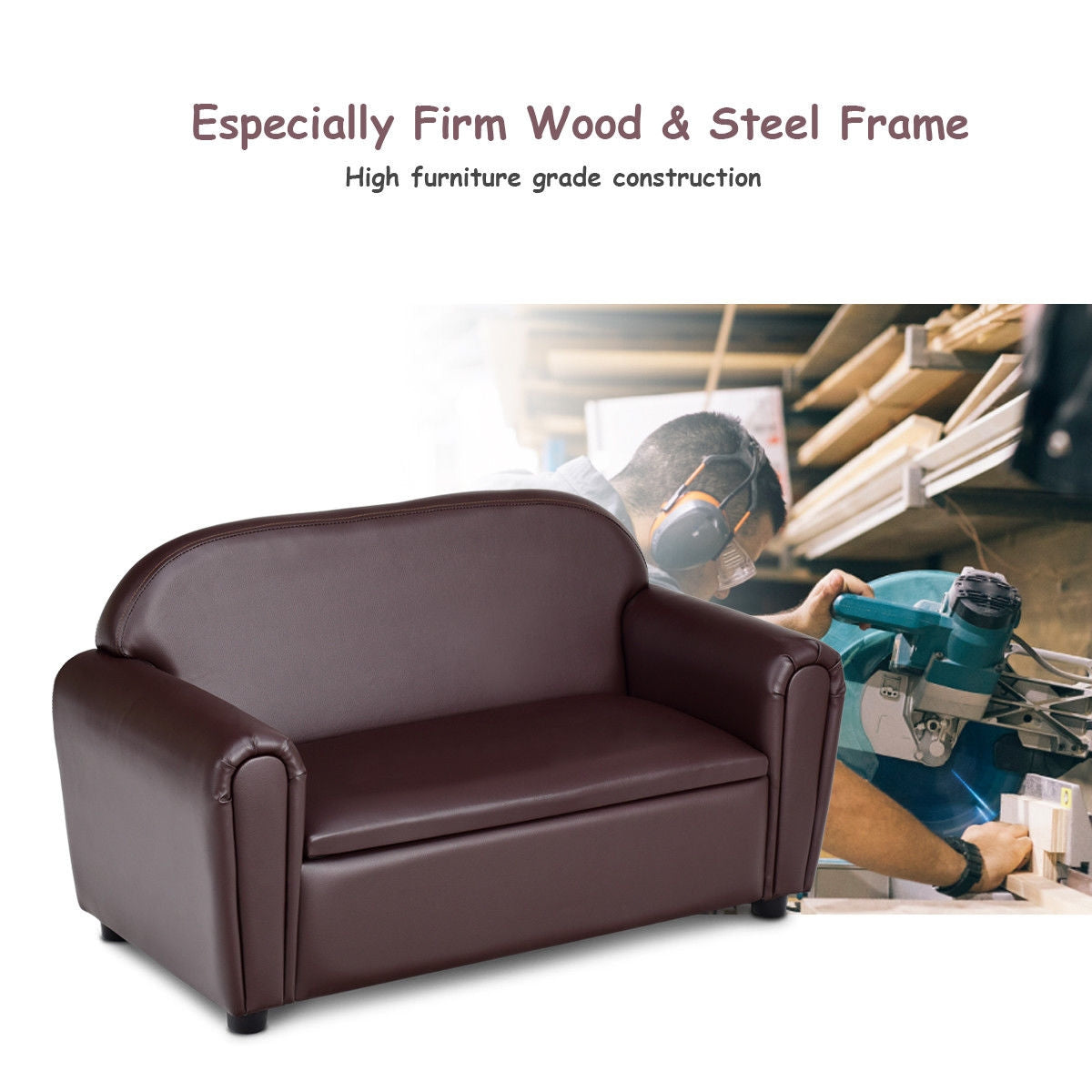 Sturdy, Stable, and Comfortable: Constructed with a solid wood frame, this sofa ensures durability for your kids. The sturdy non-slip feet enhance stability and security. The high-density sponge seat offers your kids a cozy seating experience.