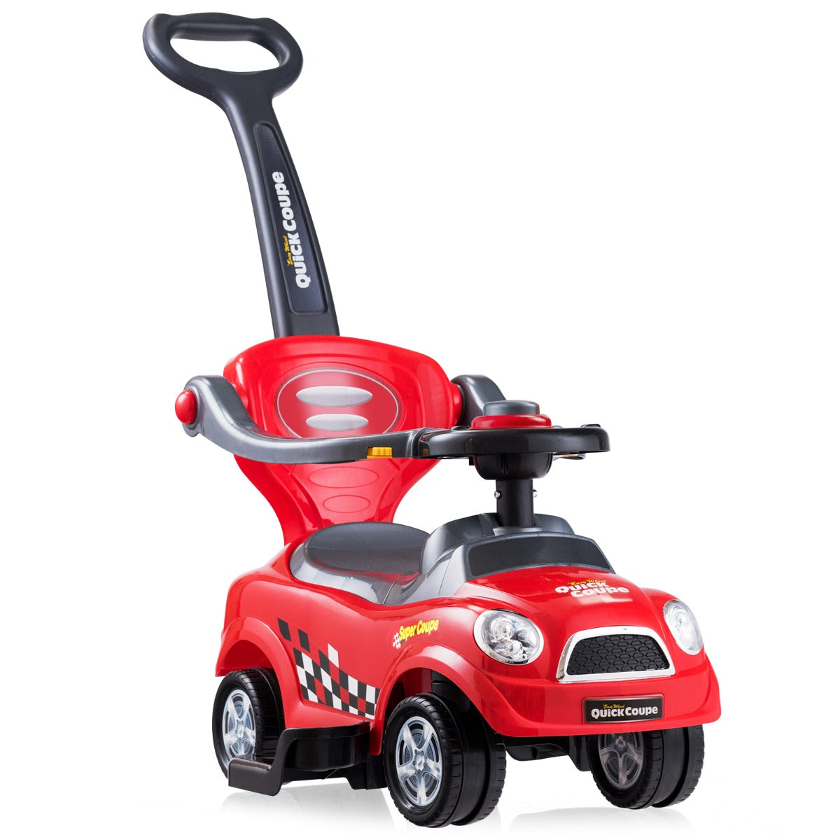 3-in-1 Ride On Kids Push Car with Detachable Guardrails and Handle