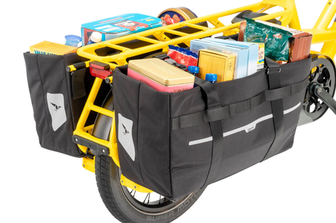 Full panniers on an electric bike