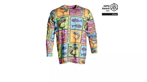 The colorful design conceals a highly functional water sports shirt.