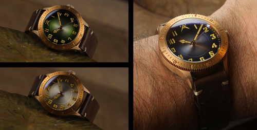 The 1960's 60s were the original skin-diver case era. The lume of the skin-diver watches from this time has become light-brown. The SLN « Old Radium » (which is clearly a faux-patina!) allows the  (12).png__PID:53460e55-2d1b-438c-957d-58a6c9527a62