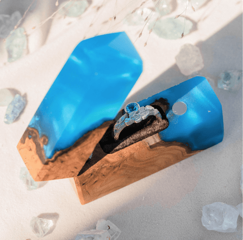 blue resin ring box