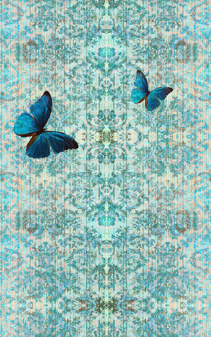 Chapelle Morpho, blue fabric, fabric with butterflies, fabric for upholstery