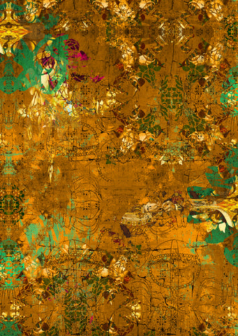 Gold patterned wallpaper, designer wallpaper, wallpaper designed in the UK, wallpaper made in the UK