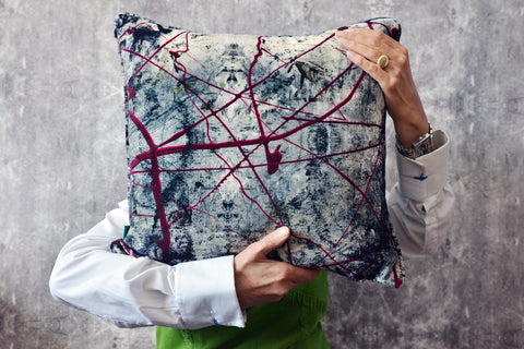 Devine velvet cushions, fabric available by the meter. Blackpop.co.uk