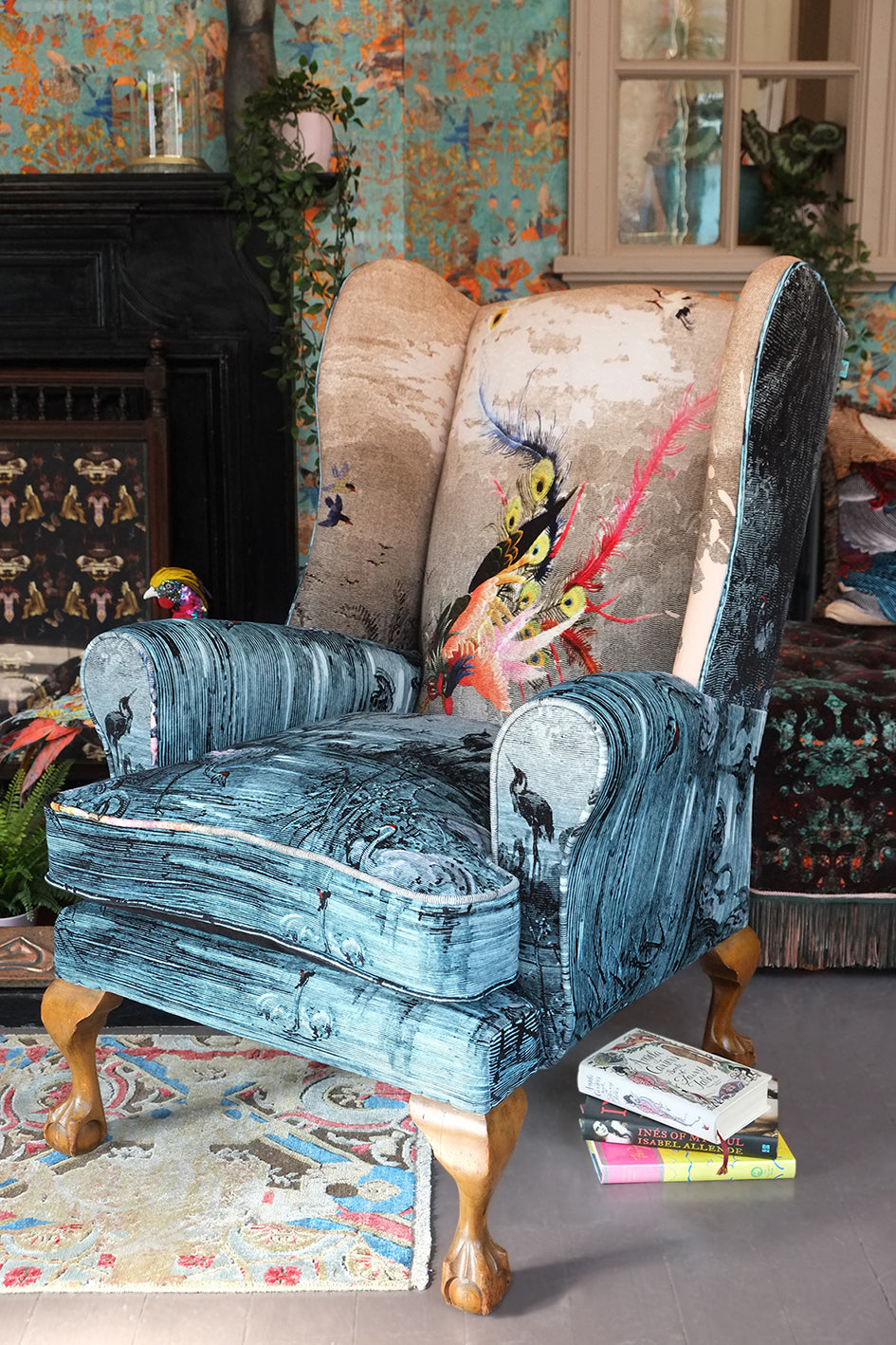Blackpop UK, Wingback chair, velvet for upholstery, reupholstery service Derbyshire, 