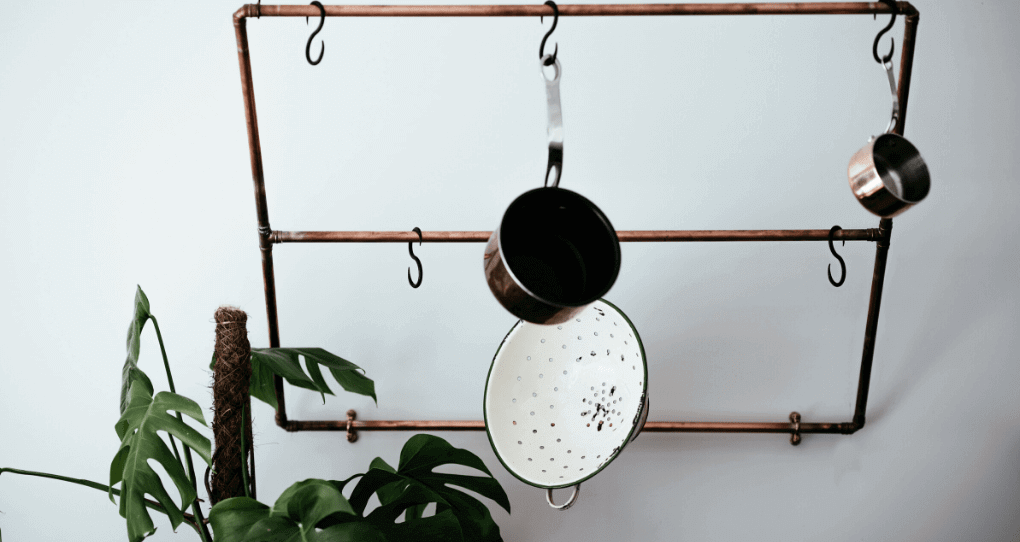 Pots and pans hanging