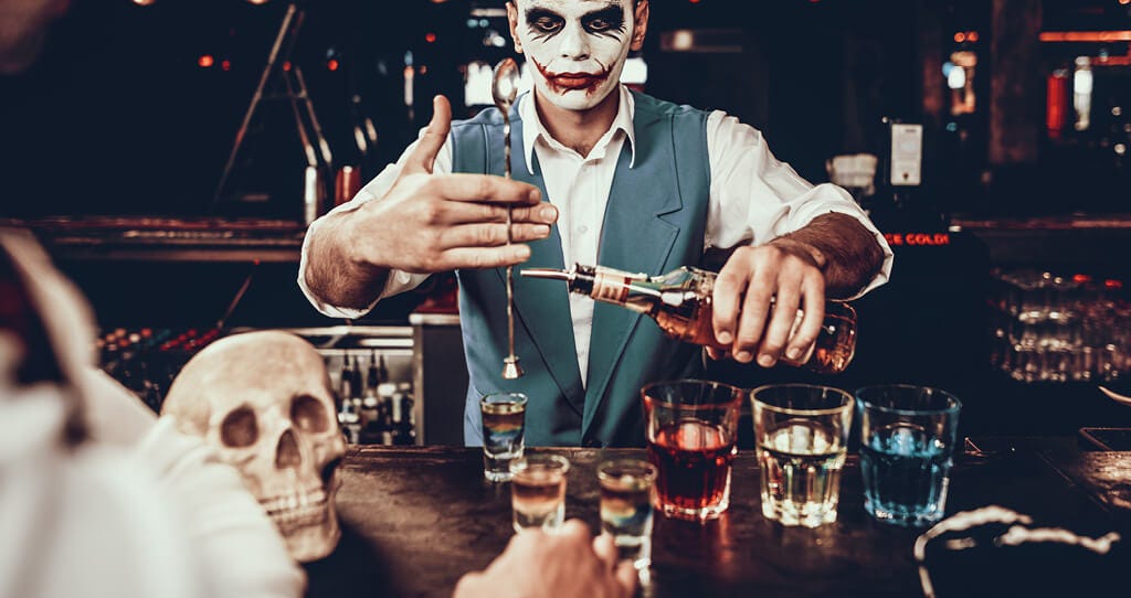 Halloween shots being poured