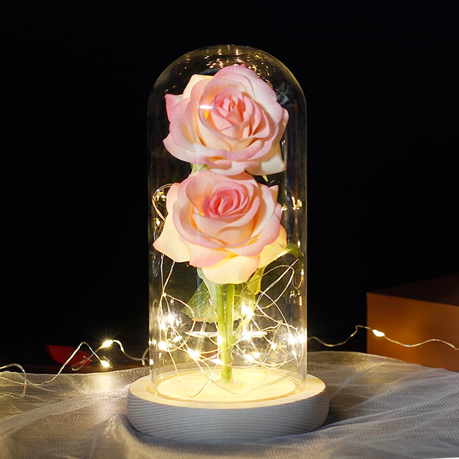 Beauty And The Beast Two Rose Rose In Glass Dome Forever Pink Red R Incensemist