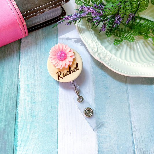 Handmade Personalized Flower Bouquet Name Badge - Pink & Yellow