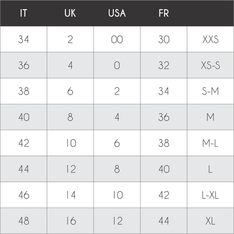 Sizing Chart – Rene-mariane