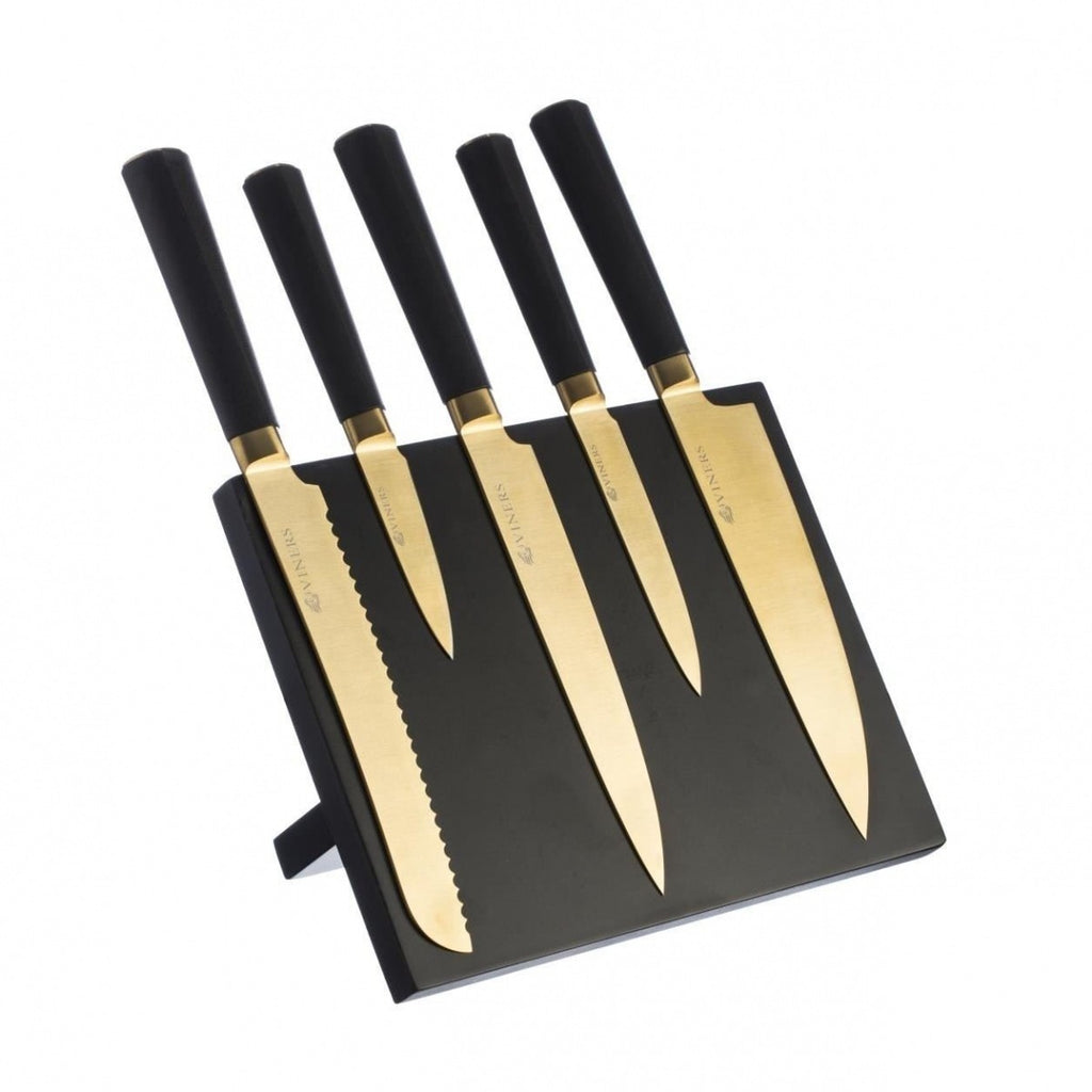 Buy Tower 5 Piece Knife Block - Rose Gold and Black