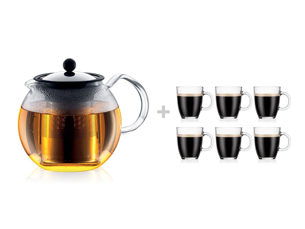 toegang Genre proza Bodum ASSAM Tea Press Pot with Stainless Steel Filter 1L + Bodum BISTRO 6  Pcs Coffee Mug 0.35L, Bundle of 2 | Mahahome.com