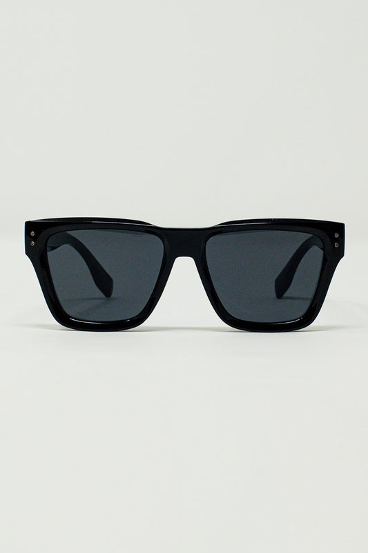Q2 Square Chunky Black Sunglasses