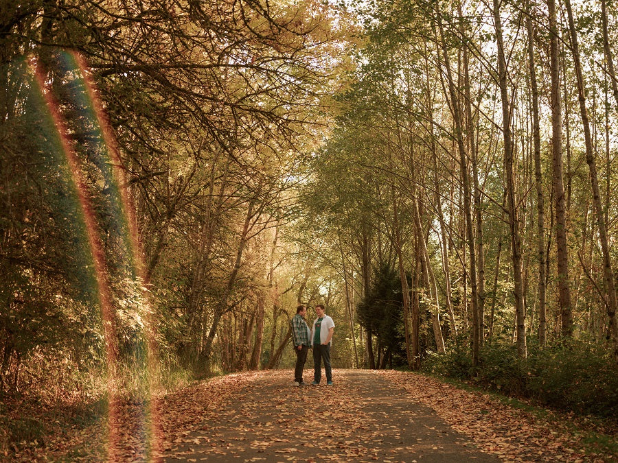 engagement shoot with double rainbow