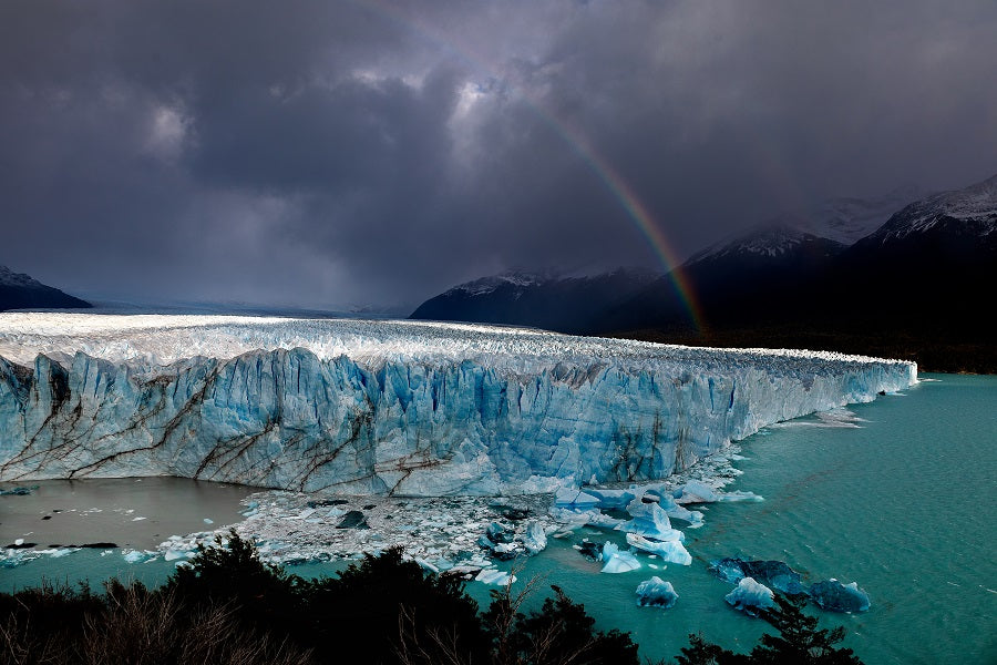 rainbow over a glacier