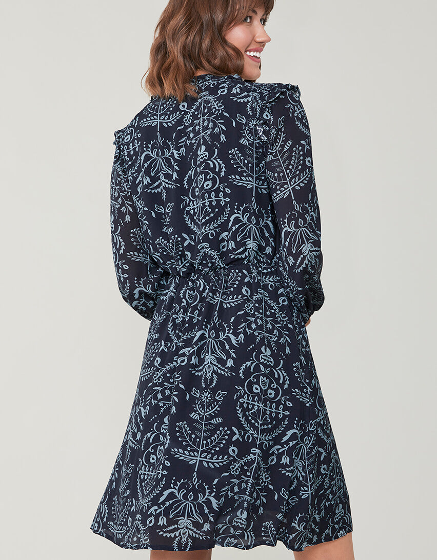 Nora Half-Zip 1859 Dress Starry Floral Lighthouse Slate