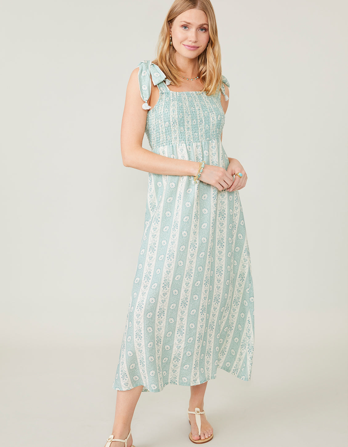 Saylor Resort Midi Dress Jane Floral Stripe