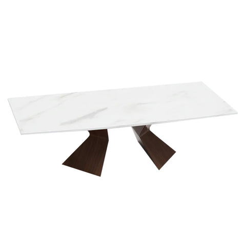 Rectangular coffee table with a white marble top