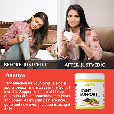 Justvedic Joint Support Drink Mix used by Ananya