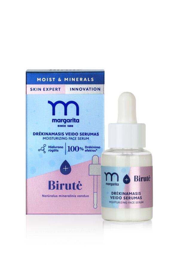 MARGARITA MOIST&MINERALS Intensyviai drėkinantis veido serumas su "Birutės" mineraliniu vandeniu 30ml - TIESIOG GRAŽI