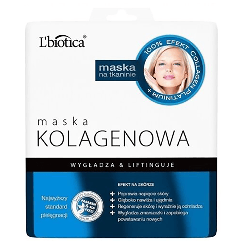 L'BIOTICA HOME SPA lakštinė veido kaukė su kolagenu, 23 ml