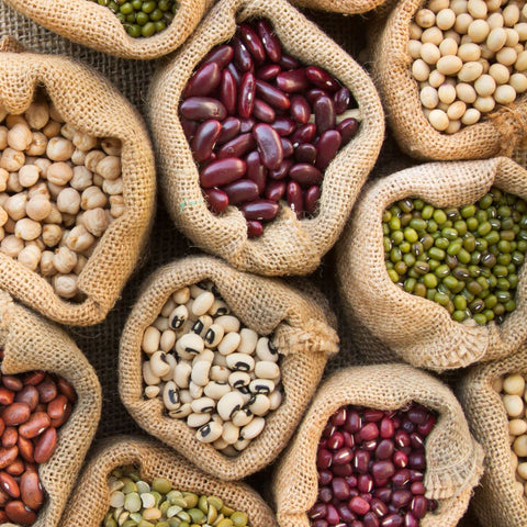 small bags of beans and legumes