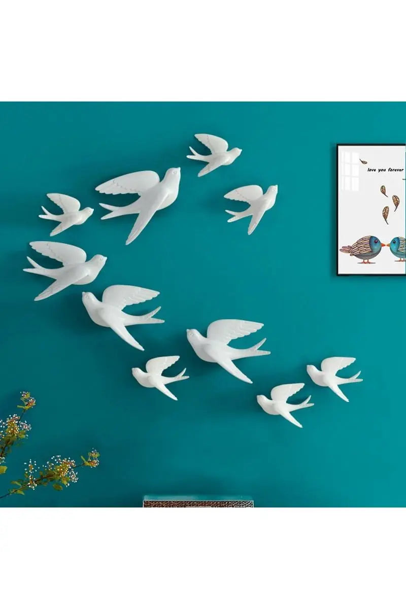 Resin 3d Swallow Birds Figurine Wall Stickers Home Decor Accessories For Living Room Home Decoration Stickers Wall Decoration - Mystic Oasis Gifts