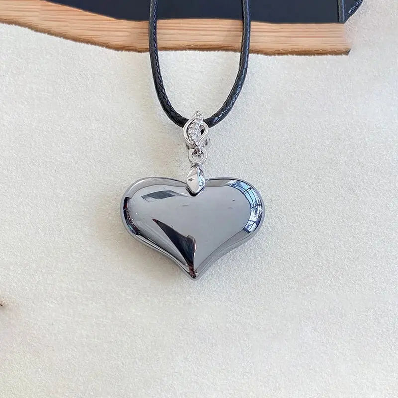 Wholesale Terahertz Natural Stone Pendants Heart Shape Pendant Necklace Yoga Health Energy Powerful Luck Fashion Jewelry - Mystic Oasis Gifts