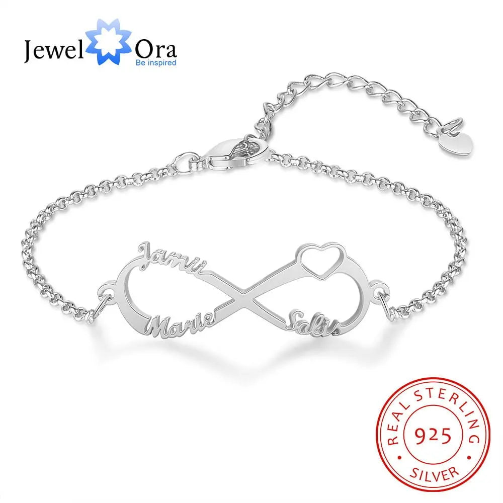 925 Sterling Silver Custom Name Infinity Bracelets for Women Personalized Children Bracelets for Girls Kids Silver Jewelry Gifts - Mystic Oasis Gifts