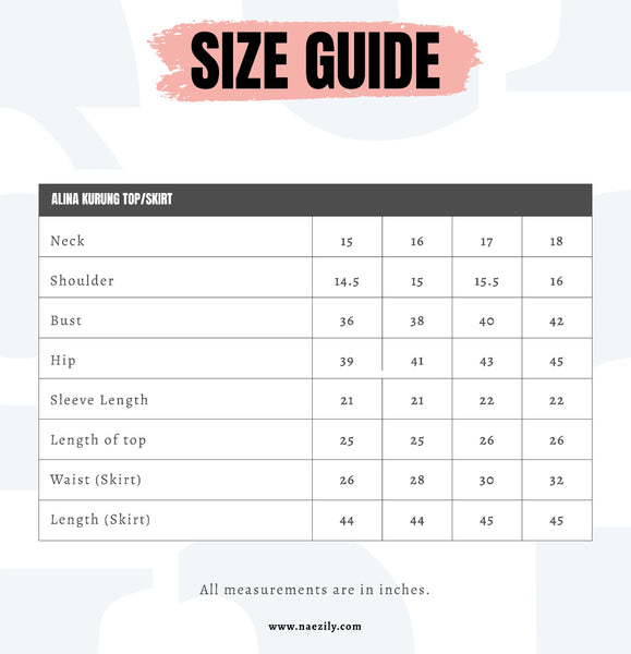 Alina Size Chart – Naezily