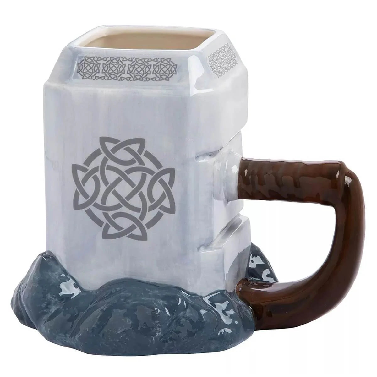 Side view of the Thor Hammer Mug, highlighting its 600ml capacity and vibrant colors