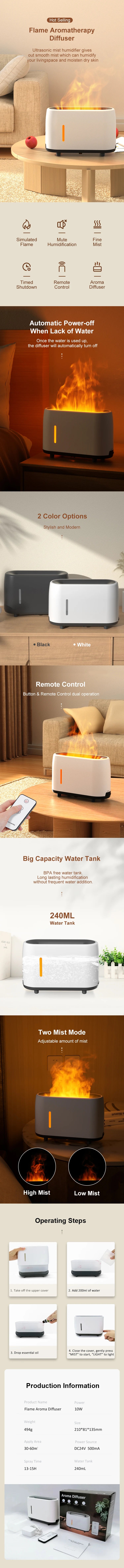 Electric Essential Oil Flame Aroma Diffuser with Simulated Flame Cold Mist