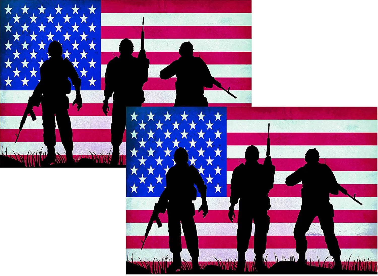 2 Pack Veterans Soldier Military US Flag Vinyl Reflective Bumper Stickers,American Army Flag Decals for Car Bumper Trucks Window Waterproof