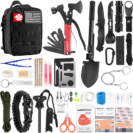 216 Pcs Survival First Aid kit, Professional Survival Gear Equipment Tools  First Aid Supplies for SOS