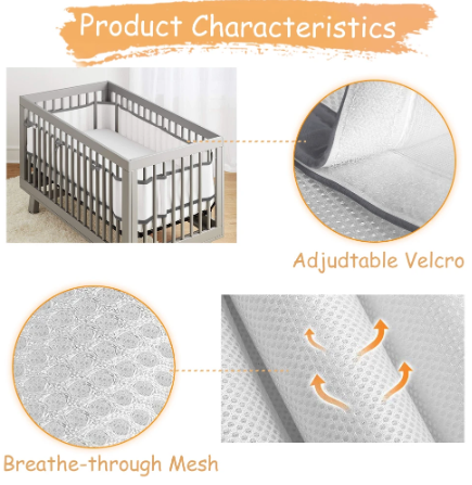 baby crib breathable mesh bumper