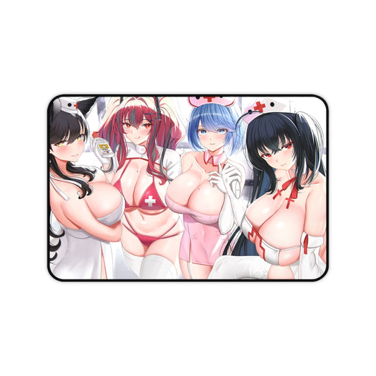 Anime girls big huge breasts bursting tie open Playmat Gaming Mat Desk