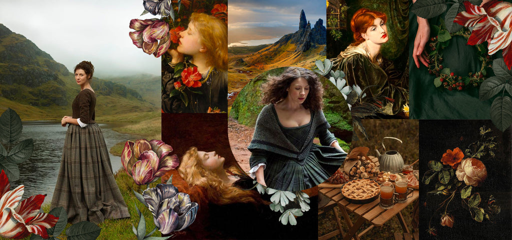 Dark Cottagecore Outlander Pre-Raphaelite inspiration board
