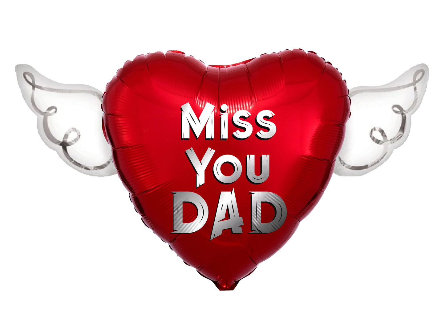 MISS YOU DAD Heavenly Balloons ® Heart Shaped with angel wings ...